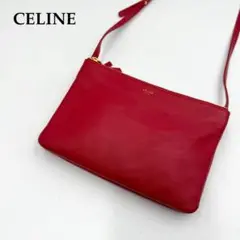 極美品 CELINE ショルダーバッグ トリオ 旧ロゴ フィービー レザー 赤