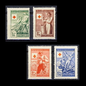 ■フィンランド切手　1946年　赤十字　4種完