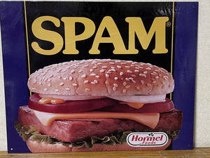 即決　ブリキ看板・SPAM Hormel Foods・ハンバーガー・縦40㎝・横32㎝・アメリカン雑貨・複数枚同梱発送可能です、