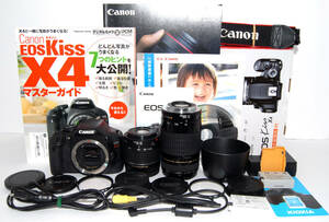 ◆初心者入門＆付属品多数◆ Canon キャノン EOS Kiss X4 純正＆超望遠Ｗズームレンズセット