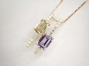 美品 K18 非加熱サファイア計2.19ct ダイヤ計0.20ct デザイン ネックレス アジャスター付きチェーン