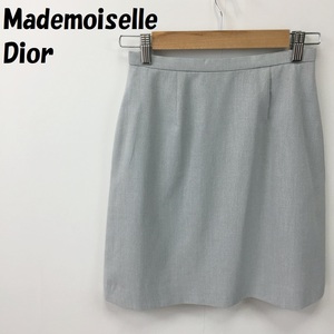 【人気】Mademoiselle Dior/マドモアゼル ディオール 麻混 ミニ丈 タイトスカート 裏地 クリスチャンディオール グレー サイズM/S1331