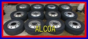 ■中古タイヤホイール■　ALCOA 19.5インチ 6.75J +147 8H 285 JIS DUNLOP SP001 245/70R19.5 136/134J TB トラック 激安 送料無料 J282