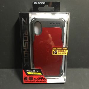 新品・送込 エレコムiPhone XS/X用　5.8インチ 全方向衝撃吸収ケース ZEROSHOCK PM-A18BZERORD レッド 定価4.2千円 A1920 A2097 A1865 