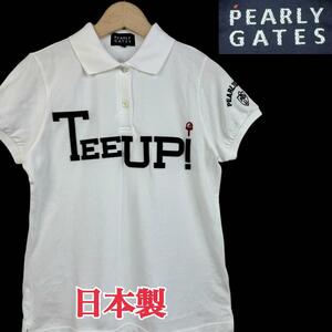 ★サイズ0★PEARLY GATES★日本製 半袖ポロシャツ トップス パーリーゲイツ レディース 白 TEE UPワッペン T-2634 古着公園 小さいサイズ