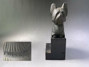 R47　アールデコ G.H. Laurent作 「犬」ブロンズ像 アンティーク 銅像