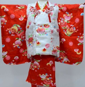 七五三 三歳 女児 正絹 被布着物祝着フルセット 新品（株）安田屋 NO23405