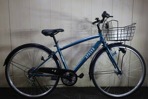 美品！丸石サイクル APASCH URBAN CRUISE 27型 シマノ6速 440mm AUTO LED仕様通勤クロス BLUE