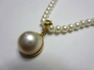  美品 TASAKI タサキ 田崎真珠 K18 マベパール ダイヤモンド ネックレス 真珠 18金　 