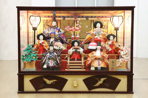 雛人形　3段　オルゴール付き　ガラスケース入り　雛飾り　泰山作　ひな人形　中古品