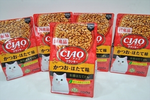 【PLT-1692】キャットフード ドライフード チャオ クランキー かつお・ほたて味 700ｇ 5個 計3.5ｋｇ まとめ売り② 