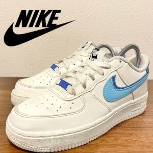 NIKE AIR FORCE 1 LV8 GS SAIL MEDIUM BLUE ナイキ エア フォース ワン ホワイトブルー DQ0359-100 ローカットスニーカー 22.5cm 