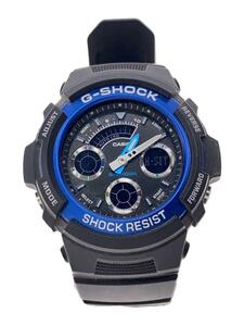 CASIO◆クォーツ腕時計・G-SHOCK/デジアナ/ラバー/BLK/BLK/SS