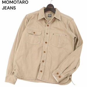 MOMOTARO JEANS 桃太郎ジーンズ 通年 ヘリンボーン ストライプ★ 長袖 ワーク シャツ Sz.38　メンズ 日本製　I4T00664_2#C