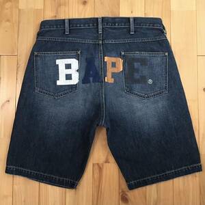 ★前橋限定★ Maebashi color BAPE LOGO デニム ハーフパンツ Lサイズ a bathing ape denim shorts pants エイプ ベイプ ショーツ w6