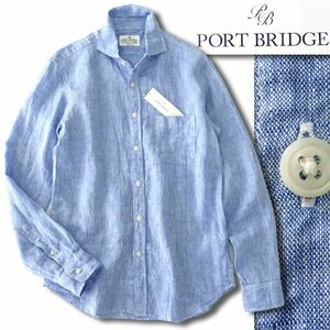 新品 ポートブリッジ 盛夏 カッタウェイ リネン シャンブレー シャツ M 青 【BPE144_510】 PORT BRIDGE 春夏 メンズ サマー リゾート