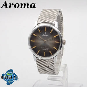 え04241/AROMA アロマ/手巻き/メンズ腕時計/17石/文字盤 ブラウン