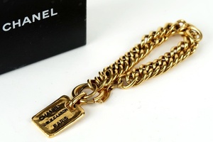 【超美品】CHANEL シャネル チェーンブレスレット プレート ゴールド ブランドアクセサリー 小物【IG49】