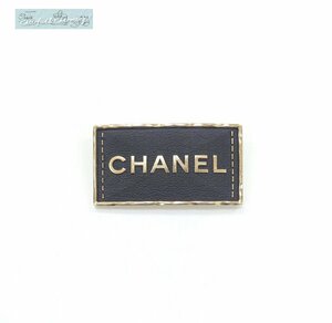 未使用 CHANEL ブローチ ブラック/ゴールド メタル レザー ABA771 