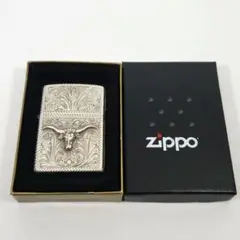 五面彫刻　バッファロースカル　スターリングシルバー　ジッポ　zippo　未着火