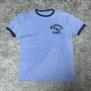 USA製 70s 80s リンガー Tシャツ OKLAHOMA STATE カレッジ ブルー 70s 80s ヴィンテージ ビンテージ vintage