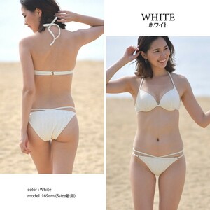 ★新品女性用水着★ダブルラインショーツホルタービキニ２点セット★レディース★ホワイト★Ｓサイズ