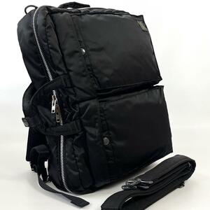 【美品】PORTER TANKER ポーター タンカー 3way ブリーフケース リュックサック ビジネスバッグ ブラック 黒 ナイロン メンズ A4収納可