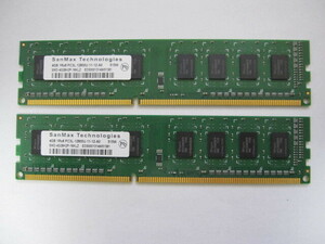 Sanmax PC3L-12800U 4GBが2枚セット　テスクトップ用メモリー 動作品