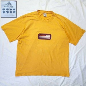 00s 00年代 adidas アディダス Tシャツ 半袖Tシャツ XL オレンジ 両面プリント ワンポイントロゴ ユーロ ヨーロッパ フランス