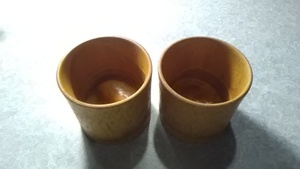 竹製夫婦湯飲セット（未使用）