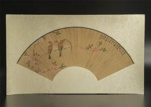 姜妙香 （款） 花鳥 扇面 鏡心 模写 古画 中国 絵画