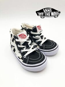 【未使用】 VANS バンズ キッズ オールドスクール ハイカット スニーカー スケボー シューズ サイズ16cm チェッカー 黒白 547423