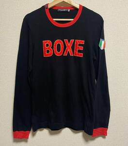 美品 DOLCE&GABBANA BOXE ロンTシャツ 黒 サイズ48 カットソー ドルチェ＆ガッバーナ