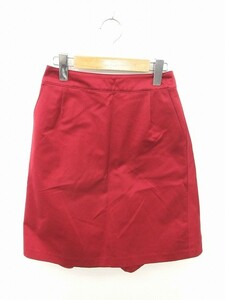 トゥモローランドコレクション TOMORROWLAND collection スカート台形 ひざ丈 無地 綿 コットン 34 赤 レッド /TT45 レディース