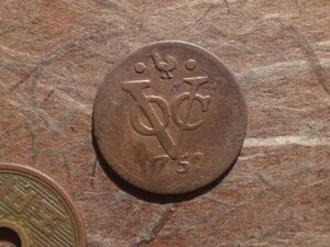 オランダ東インド会社(インドネシア) West Frisland　1Duit　銅貨　1752年　KM#131　(20.7mm, 2.9g) Mintmark Hen