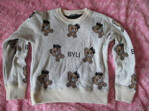 バイラビットby LOVE it㈱ナルミヤ・インターナショナル可愛い熊の柄セーターちくちくしない綿とアクリル生地大変使用感有中古品130ｃｍ