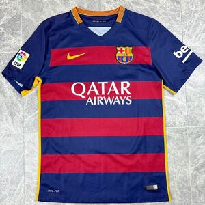 希少 NIKE ナイキ ユニフォーム バルセロナ サッカー フットボール 刺繍 2015年 LFP Mサイズ メッシ ネイマール リーガエスパニョーラ