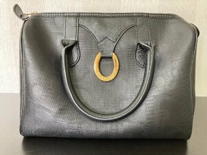 ●美品 Christian Dior クリスチャンディオール ミニ ボストンバッグ ハンドバッグ PVC レザー トロッター ブラック メンズ レディース●