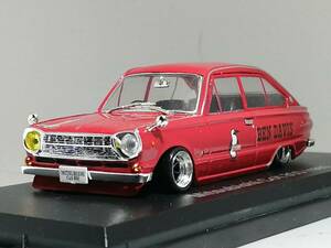 1/43 ノレブ Mitsubishi Colt 800 (1965） 改 アルミ 深リム ローダウン 改造 コルト800 チンスポ デカール カスタム 国産名車 アシェット 