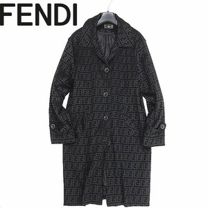 ヴィンテージ◆FENDI フェンディ ズッカ柄 ストレッチ 中綿 コート 黒 ブラック