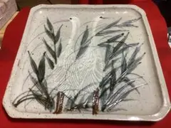 白鷺 飾り皿 角皿 (31㎝×31㎝)