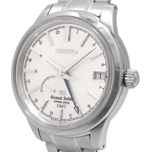 セイコー グランドセイコー メンズ スプリングドライブ GMT シルバー文字盤 自動巻き SBGE025 9R66-0AL0 デイト SEIKO GS