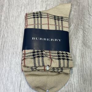 ●【YH-8776】未使用保管品 BURBERRY バーバリー 靴下 ソックス ノバチェック柄 ベージュ系 23～24cm 日本製 レディース