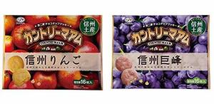 【信州限定】不二家 チョコチップクッキー カントリーマアム 信州りんご味 と 信州巨峰味（各16枚入り） の セット