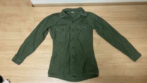 実物放出品　米陸軍OG107コットンサテンユーティリティシャツ シャツ袖Mサイズ