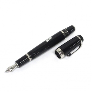 モンブラン MONTBLANC 万年筆 - レジン×金属素材 黒×シルバー ペン先14K/インクなし 美品 ペン