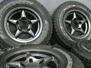 美品バリ山!!APIO ワイルドボアX WILDBOAR X 6J-15PCD139.7ET-5+ヨコハマ ジオランダーG015 215/75R15 100/97S ジムニー シエラ用 アピオ