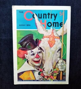 1934年 ピエロ・クラウン表紙 アメリカ カントリー・ライフ The Country Home 農業 アンティーク広告/Frank Street/道化師 サーカス