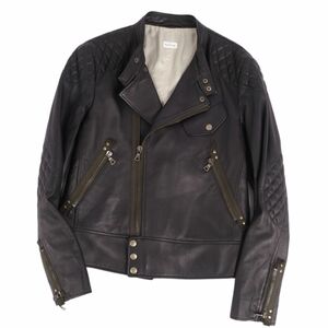 美品 ポール・スミス Paul Smith ジャケット レザージャケット ライダース ラムレザー 中綿入り アウター メンズ M 黒 cg12dn-rm05e26605