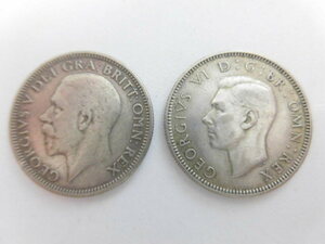 イギリス領 英領 インド 1シリング銀貨 2枚 ジョージ5世 1936年 ジョージ6世 1937年